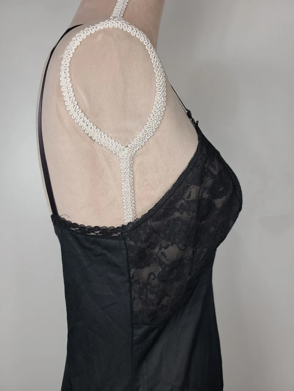 Vintage 60's Sliperfection Black Nylon Lace Trim Half Slip Retro Lingerie 34 - Picture 7 of 13